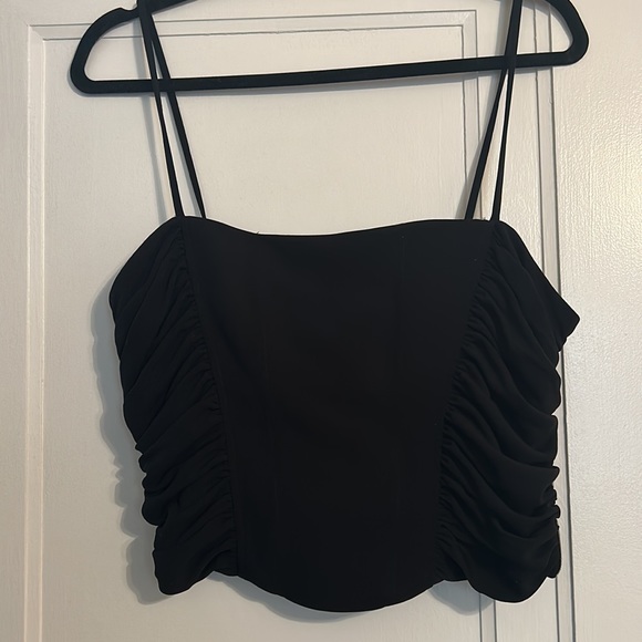 Zara BUSTIER CROP TOP Black - Picture 3 of 4